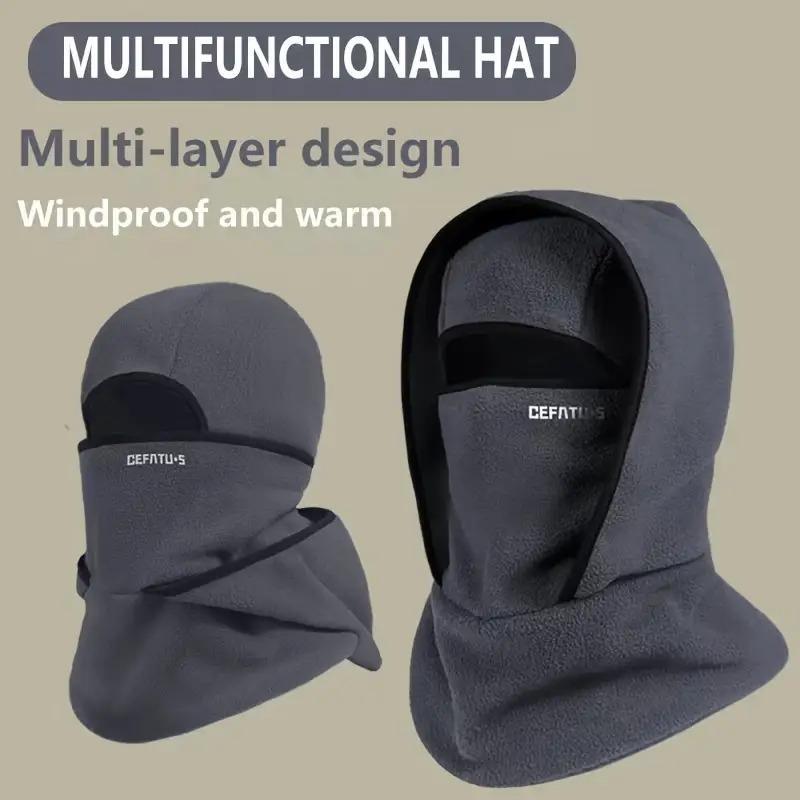 Outdoor Winter Warm Hat Neckband Integrated Cycling Mask Sports Ski Head Cover Neck Windproof Cold One-Piece Pullover Hat