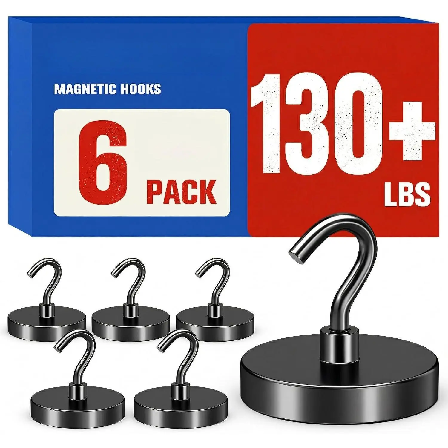 6Pack 130lbs   Hooks,  Hooks Heavy Duty, Black  Hooks for Cruise Cabins,  with Hooks, Metal  Hook for , Refrigerator, Garage, Outdoor