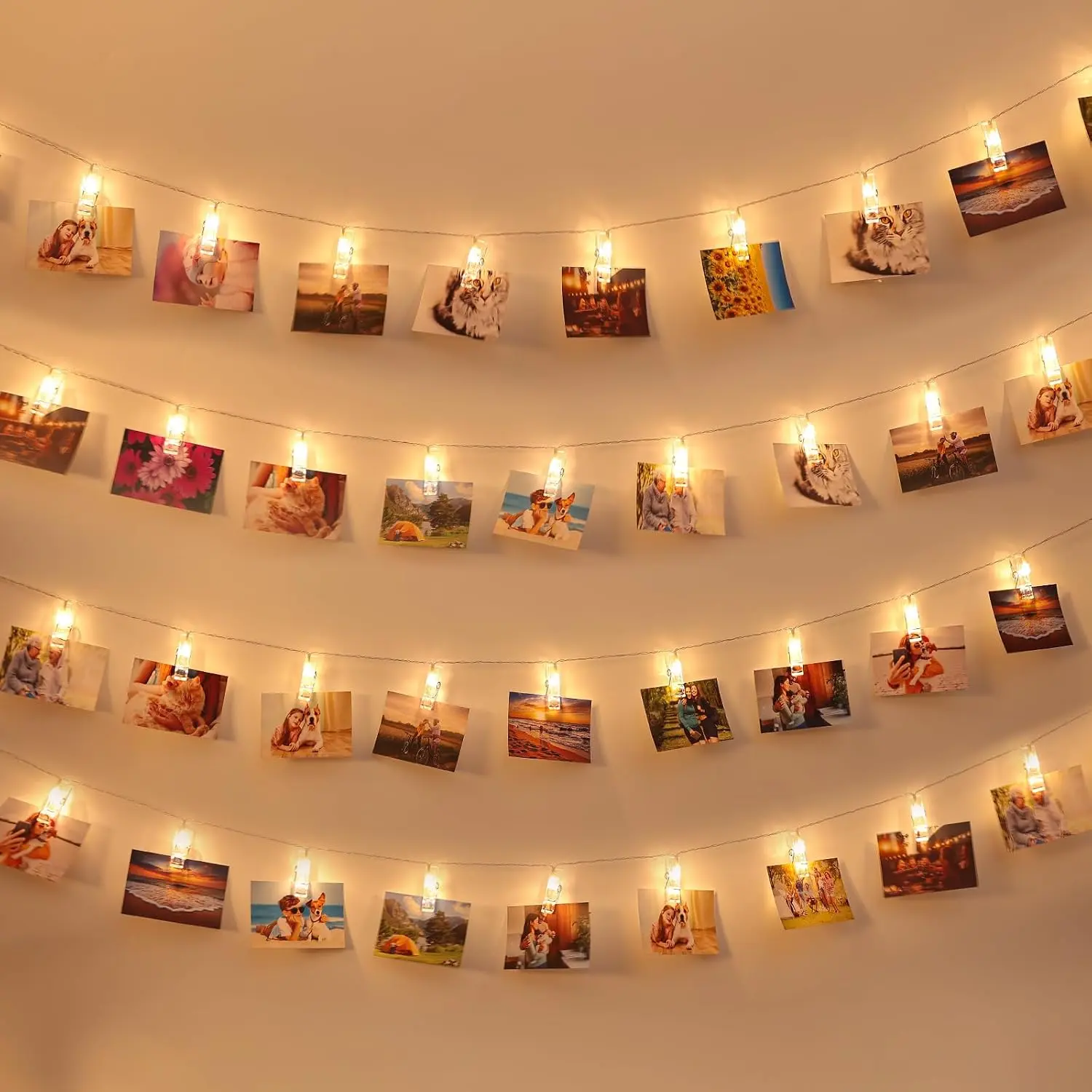Photos Clips String Lights 20 LED Battery Operated Fairy String Lights for Bedroom Hanging Photos, Room Decor for Teen Girls, Thanksgiving Christmas Wedding Decorations(10FT Warm White)