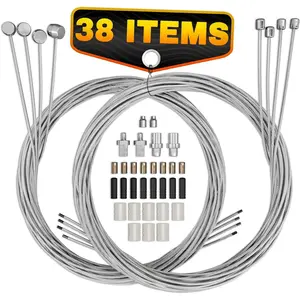 8 Pcs Bike Brake Cable Kit with Bike Shifter Cable – Stainless Steel Wire Set, Complete 38-Piece Inner Replacement Set with 4 Brake Lines (1800mm x 1.5mm) + 4 Gear Shift Wires – Fits Road, MTB & BMX