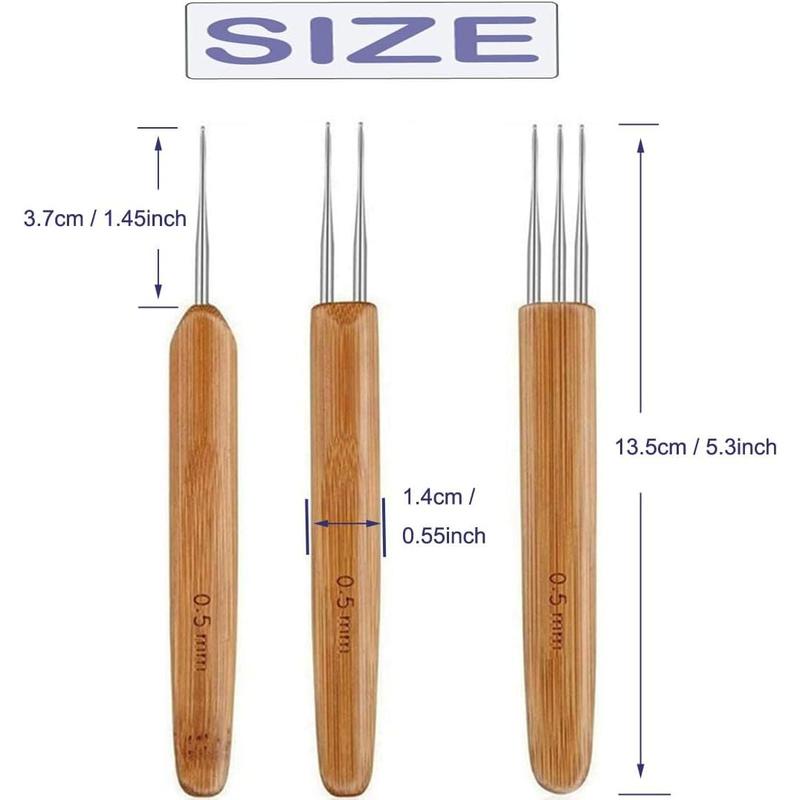 3 count Dreadlock Crochet Hook for Hair, Dreadlock Tool for Braid Craft 1 Hook, 2 Hooks, 3 Hooks 0.5mm 3 count Dreadlock Crochet Hook for Hair, Dreadlock Tool for Braid Craft 1 Hook, 2 Hooks, 3 Hooks 0.5mm