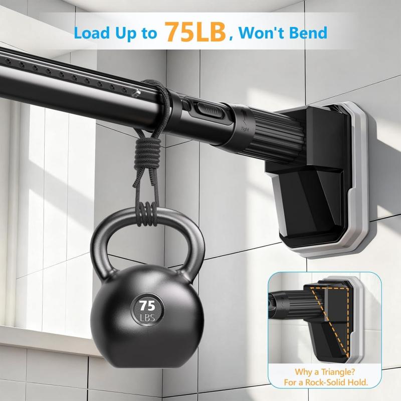 Tension Curtain Rods No Drilling, Extra Long Tension Rod 41-139 Inch, Heavy Duty Shower Curtain Rod for Outdoor Patio Bathroom Windows Room Divider, Adjustable, Anti