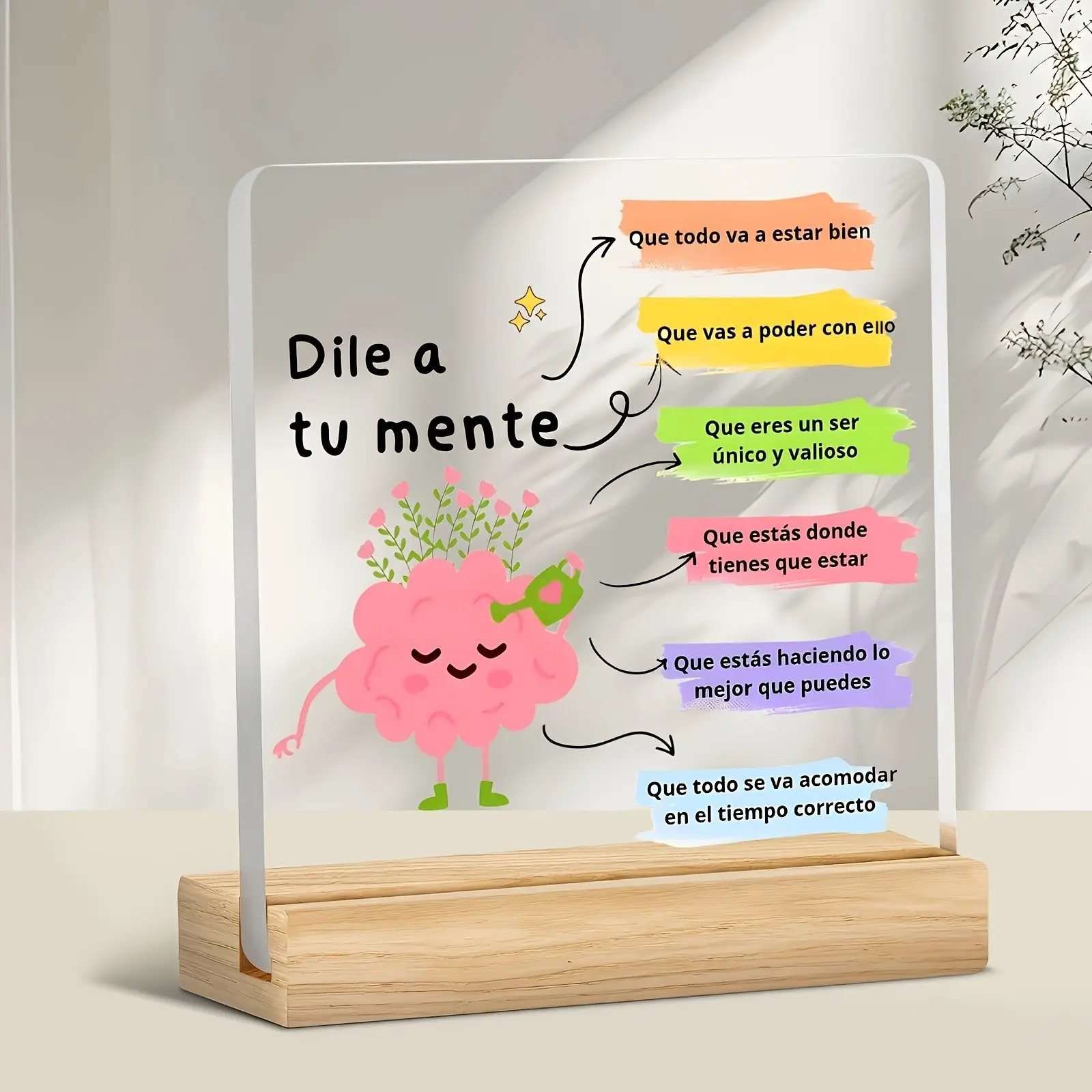 Brain Shaped Inspirational Plaque, Daily Positive Mental Health Tips, Healing Home Decor, Gift for Friends, Anniversary Present