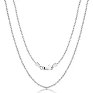 KRFY Solid 925 Sterling Silver Rope Chain Necklace Jewelry • 1.35MM Italian Diamond-Cut Silver Chain • Non-Tarnish Hypoallergenic Hip-Hop Stack Piece for Men & Women DealsForYouDays