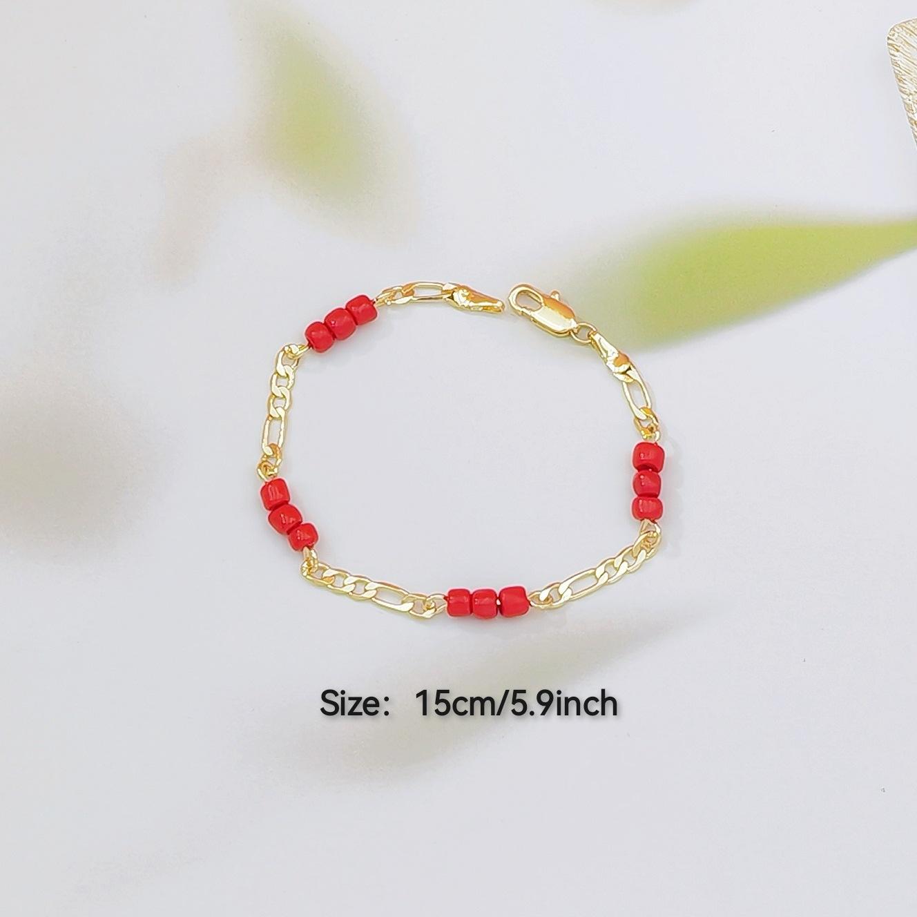 Trending Red Agate Beaded Chain Bracelet, Mixed Design Fashion Jewelry for Women, 18K Gold Plated Brass, Elegant Versatile Stackable Bracelet, Perfect for Daily Wear & Casual Outfits