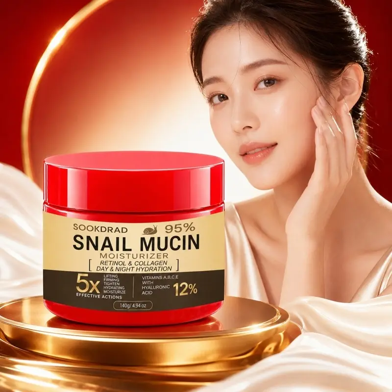 Snail Mucin Moisturizer, 95% Snail Mucin, Retinol, Collagen, Hyaluronic Acid, Vitamins A, B, C, E, Lifting, Firming, Hydrating, Day Night Hydration, 140g, Moisturizing