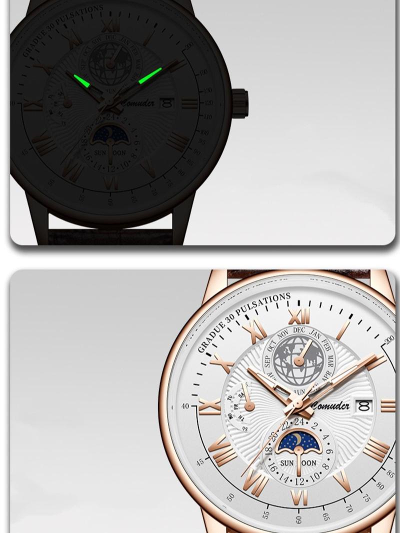 Men's Business Fashion Round Dial Analog Quartz Watch, Fashion Watch for Party, Daily Clothing Decor, Trendy All-match & Exquisite Watch for Birthday Gift with Box, Business Fashion Watches