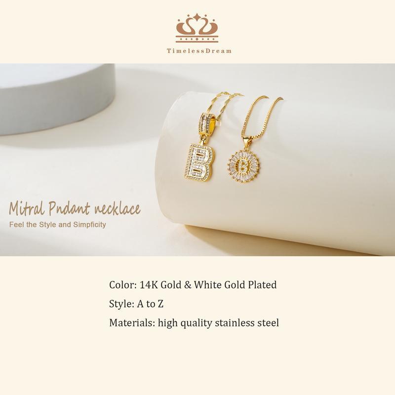 2 Pack Initial Necklace Set - Zircon Letter Pendant for Women, Valentine's & Birthday Gift