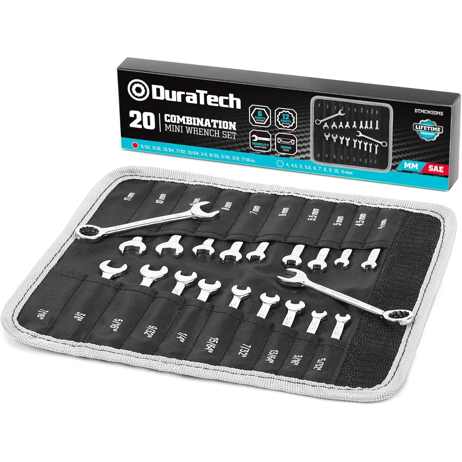 Mini Wrench Set, Small Ignition Wrench Set, Mirror Polished| 20-Piece, Metric&SAE, 4-11mm & 5/32" - 7/16", Lightweight, with Rolling, for Tight Access in Confined