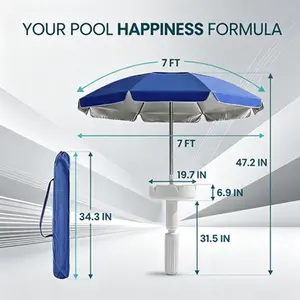 Floating pool umbrella with bar and base, portable pool bar table umbrella, equipped with cup holders and phone stand, floating poolside sunshade, comes with a carrying bag, suitable for use in pools, swimming areas, lakeside villas, and beaches #     Sum