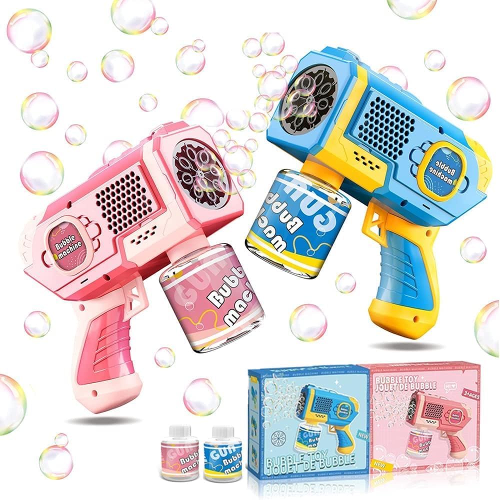 Portable Automatic Bubble Machine, 8-Hole Handheld Glowing Bubbles, Includes 270ML Bubble Solution, Perfect Summer Beach Party Gift