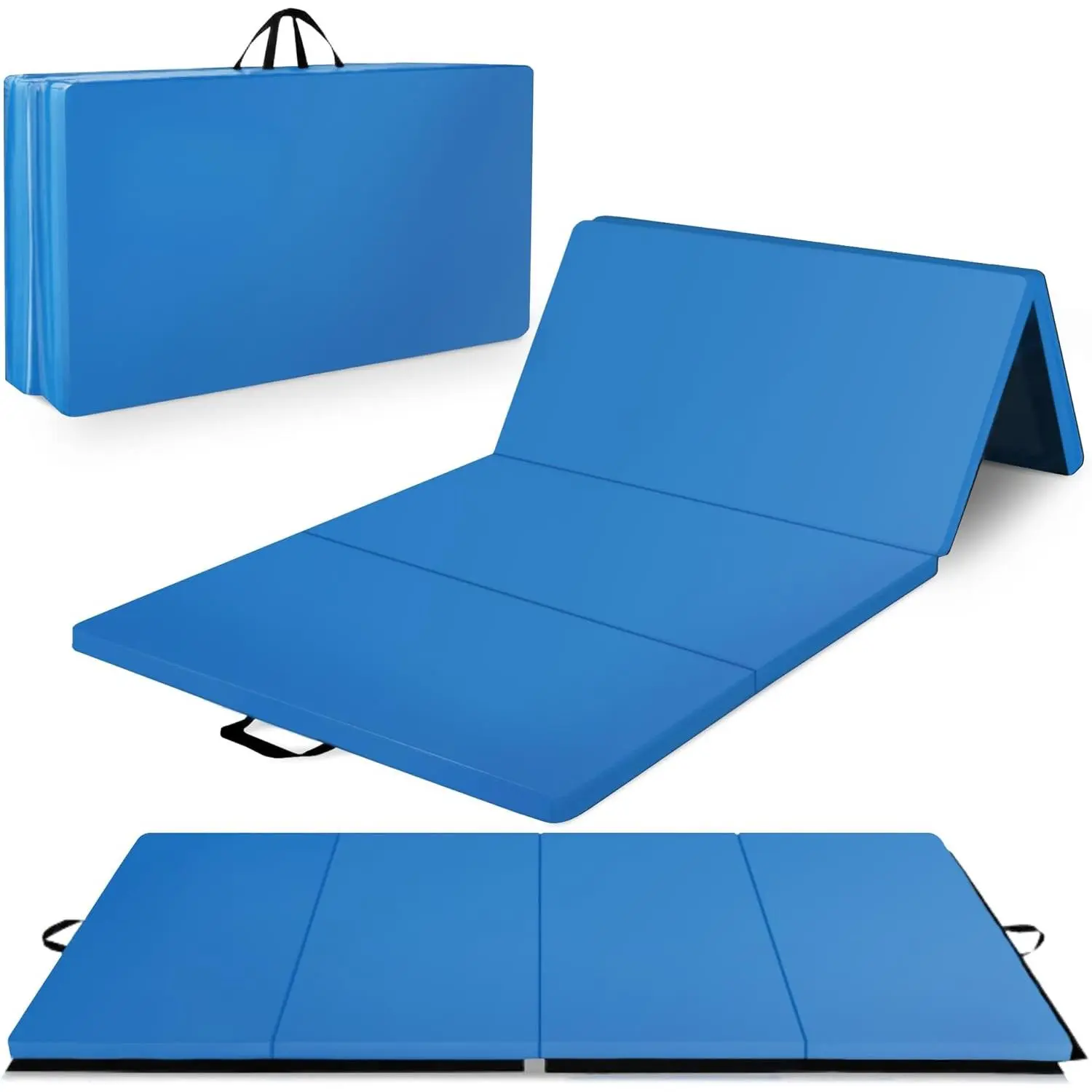 10x4 Feet 4-Panel Folding Gymnastics Mat – 2-Inch Thick Pad with Vinyl Surface and Carrying Handles for Tumbling, Yoga, Pilates, Home Workouts, and Martial Arts