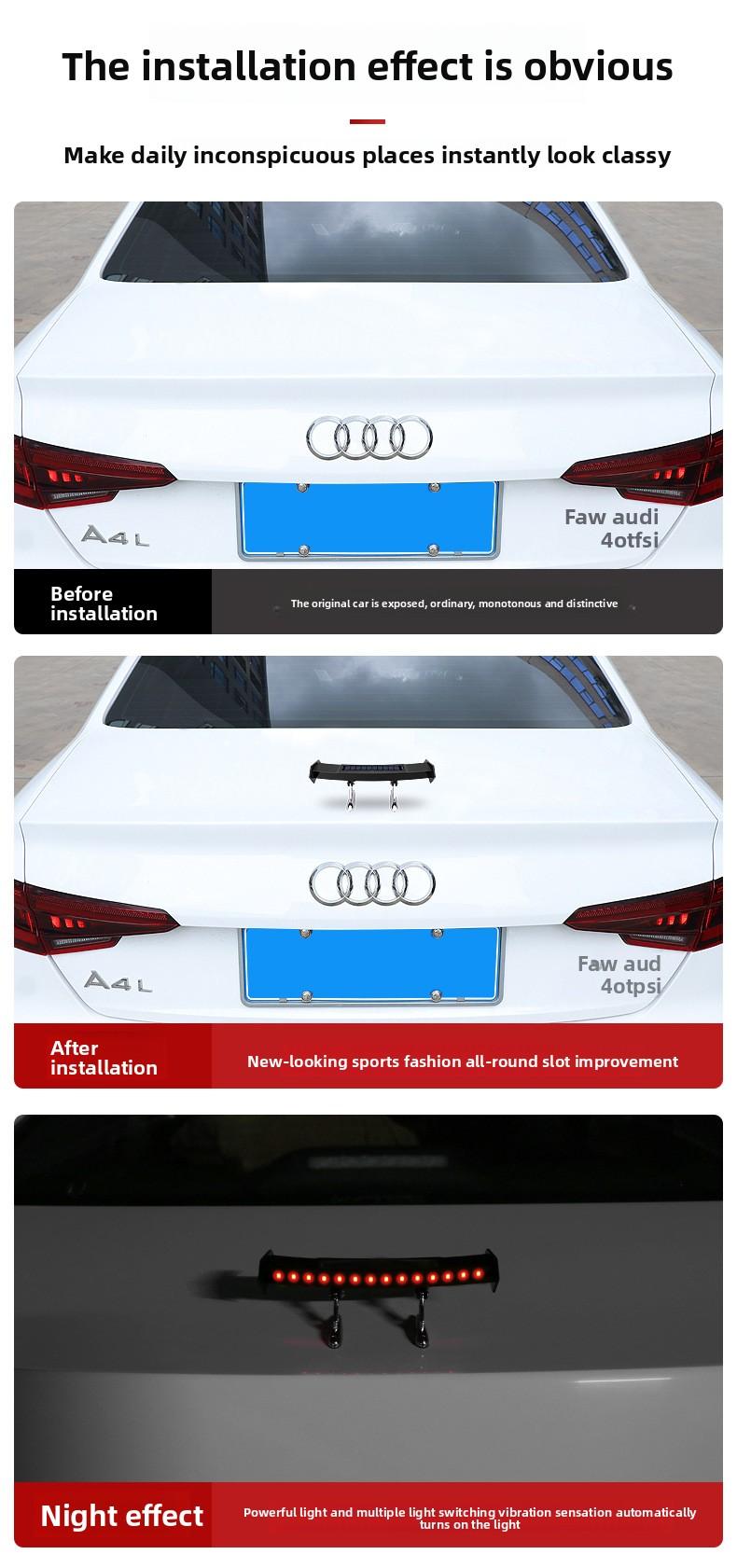 Solar LED Roof Light, Flowing Glow Tail Wing Warning Light for Car SUV Truck, No Wiring Easy Install, Night Driving Safety Beacon, Universal Fit Anti-Collision Accessory, IP67 Waterproof