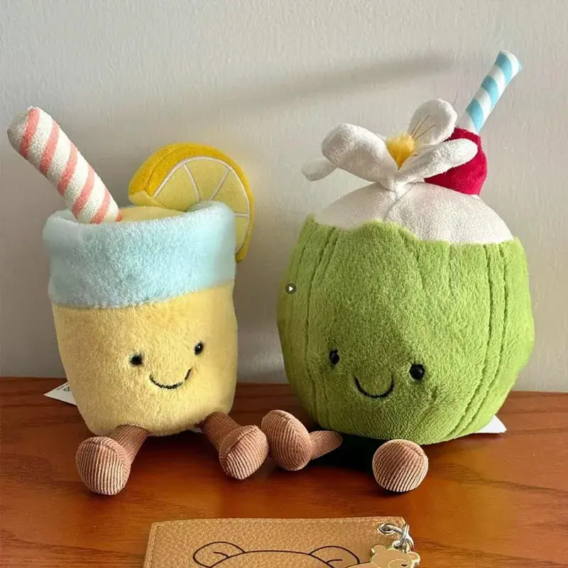 *JC Kawaii Coral Coconut Lemon Plush Toys Doll Coconut Soft Decor Guitar Plush Soothing Bedroom Companion Decor Exquisite Gifts