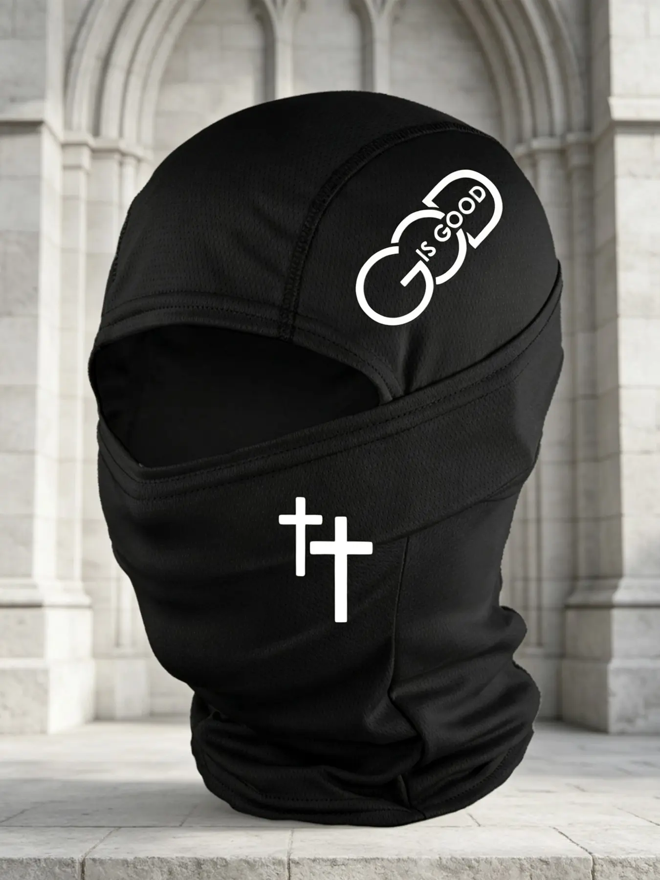 3pcs/2pcs/1pc Unisex Cross and GOD IS GOOD Letter Printing Balaclava Mask Neck Gaiter Headwear Breathable Ski Mask for Men Women Outdoor Sports Hiking Fishing Commuting Suitable for Daily Wear