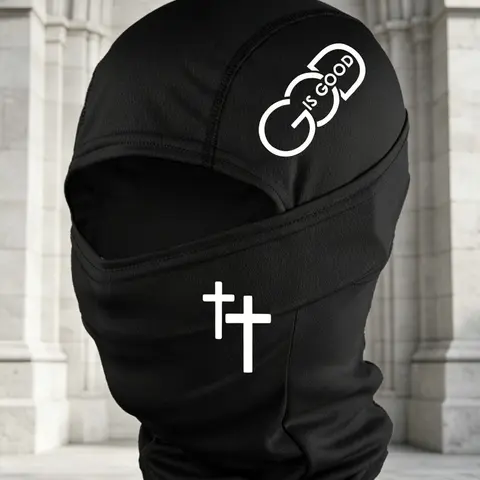 3pcs/2pcs/1pc Unisex Cross and GOD IS GOOD Letter Printing Balaclava Mask Neck Gaiter Headwear Breathable Ski Face Mask for Men Women Outdoor Sports Hiking Fishing Commuting Suitable for Daily Wear
