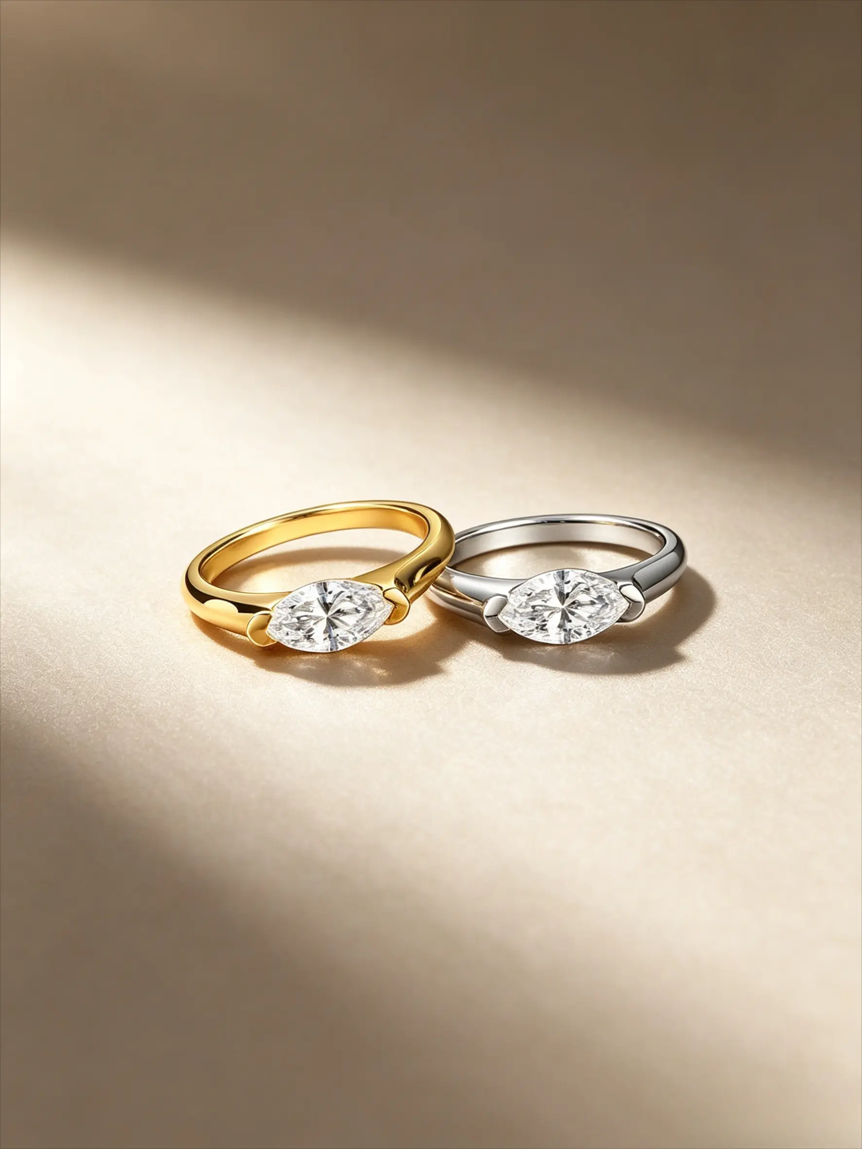 Eco-Friendly Copper Gold-Plated Ice Flower Cut Marquise Imitation Diamond Ring, Bezel-Set Solitaire Design, Minimalist Engagement Ring, Daily & Anniversary Gift For Women (With Gift Box)