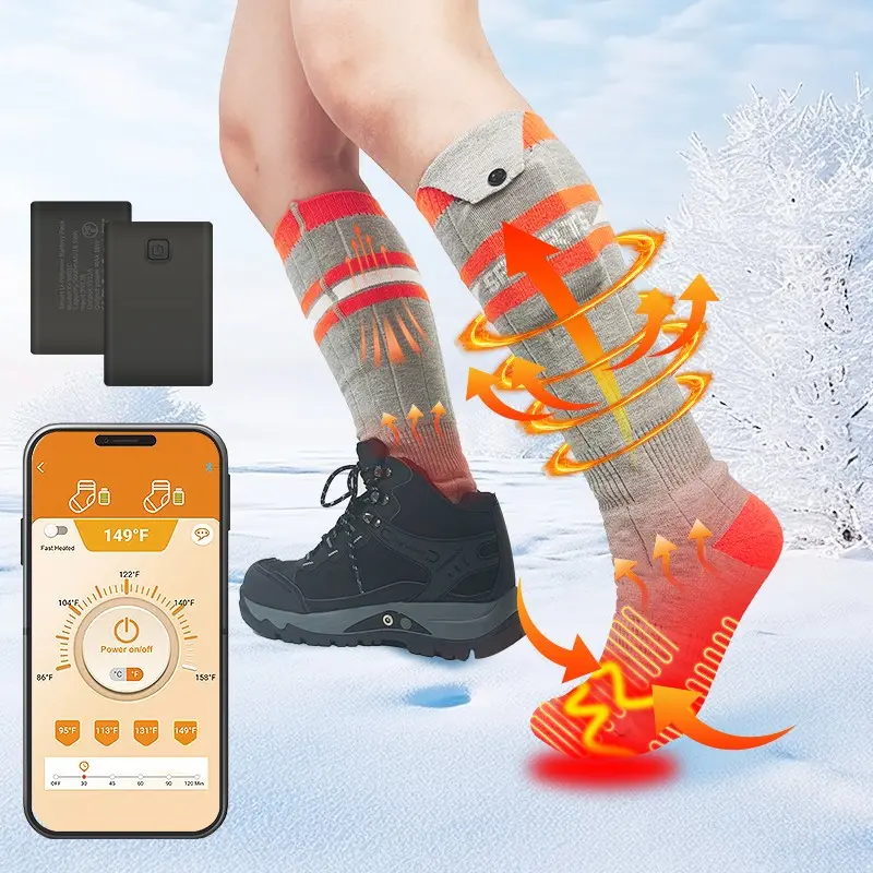 Electric Heated Socks for Men Women, Battery Operated Washable Thermal Outdoor Sports Socks Winter Warm Socks for Outdoors Work Fishing Hunting Skiing Cycling Hiking Camping, 60℃/140 ℉