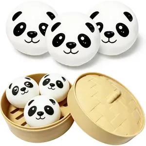3-Pack Unisex Mini Panda Dumpling Squishy Toys - Sensory Fidget Stress Balls for Adults with ADHD, Boosts Creativity, Enhances Fine Motor Skills, Party Favors, Easter Basket Stuffer