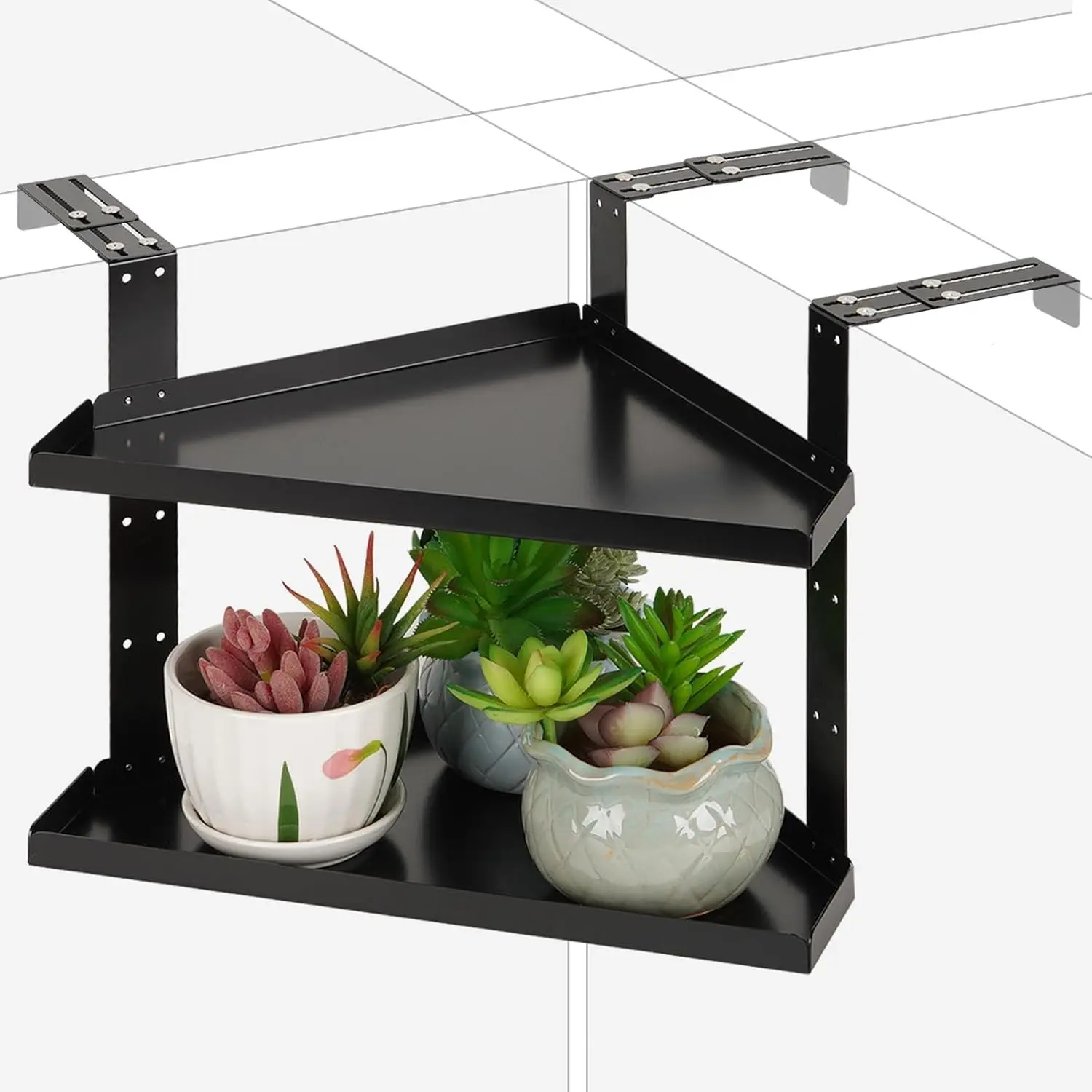 Height Adjustable Office Cubicle Corner Shelf, Cubicle Storage Organizer with Adjustable Hooks, Practical Cubicle Storage Accessories