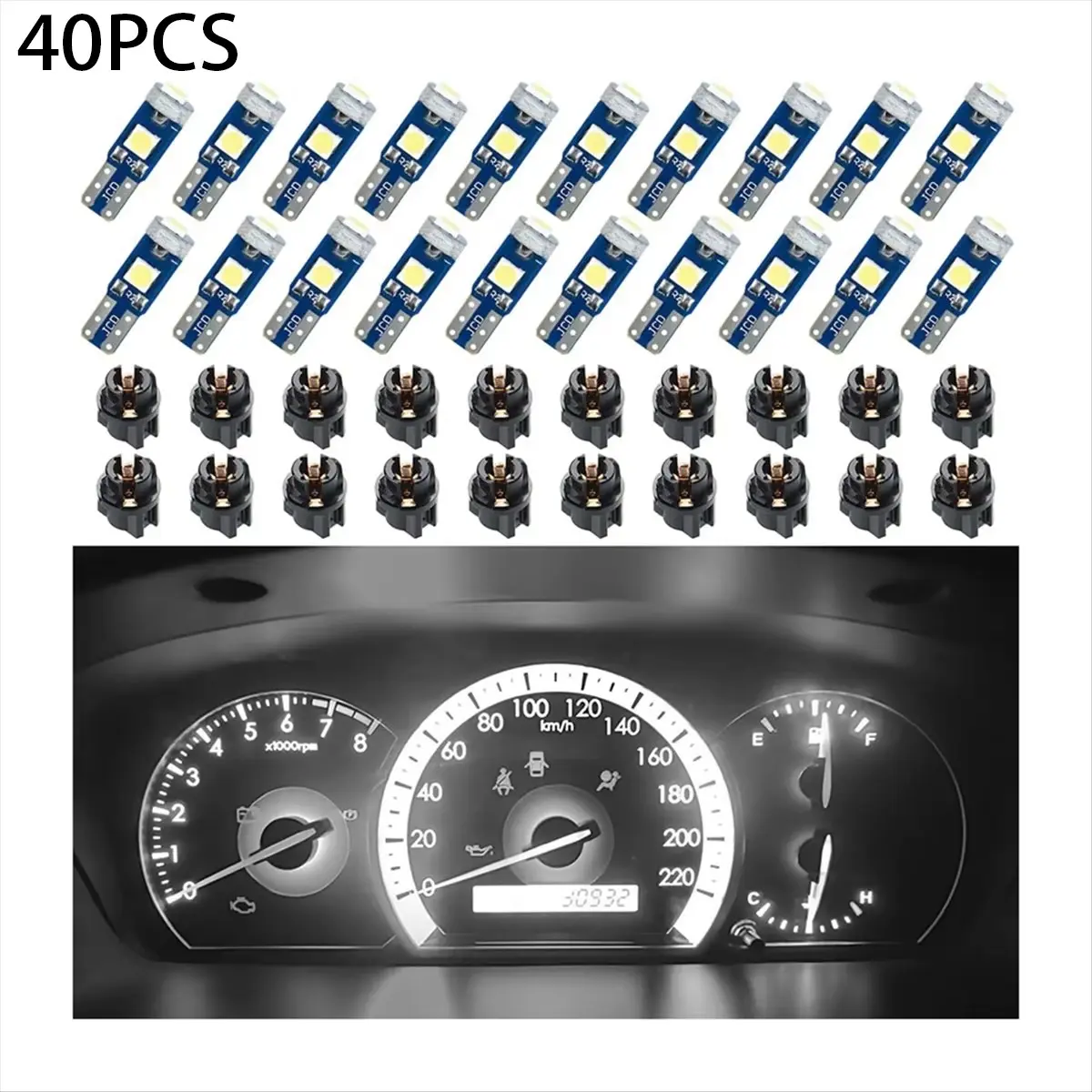 Dashboard LED Lights 20 Pieces + 20 Bases, Super Bright 3030-Smd Chip Dashboard Lights, Ideal for Car Dashboard Illumination, Car Interior Lighting