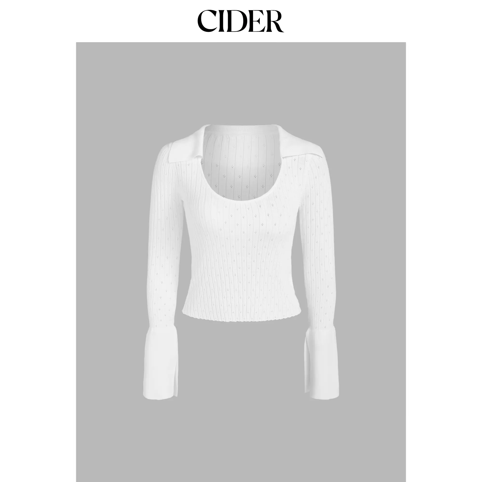 Cider [size 2-10] Knit Solid Hollow Out Crop Top