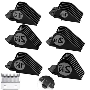 6 Pcs Extra Long Clipper Guards Set, 1.25"/1.5"/1.75"/2"/2.25"/2.5" (#10/#12/#14/#16/#18/#20) Replacement Hair Clipper Guides, Black Universal Hair Trimmer Guard Combs, Professional Hair Cutting Accessories for Home Salon Hair Grooming