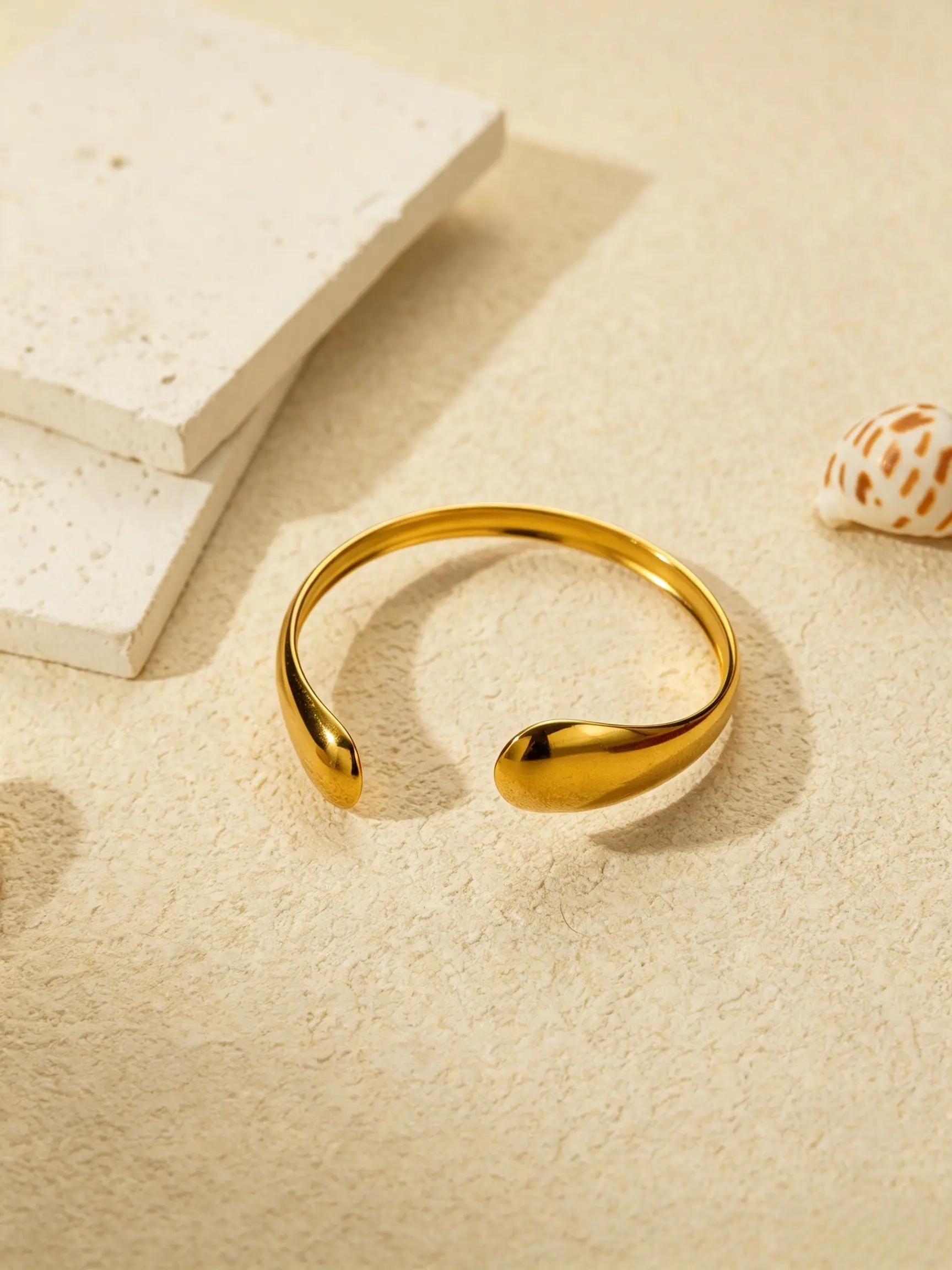 New Golden Polished Open Cuff Bracelet！Stainless Steel Waterproof Bracelet, No Fade & Hypoallergenic. Minimalist sleek design, versatile everyday bangle. Perfect gift for girlfriend, best friend. Ideal Thanksgiving & Teacher’s Day gift
