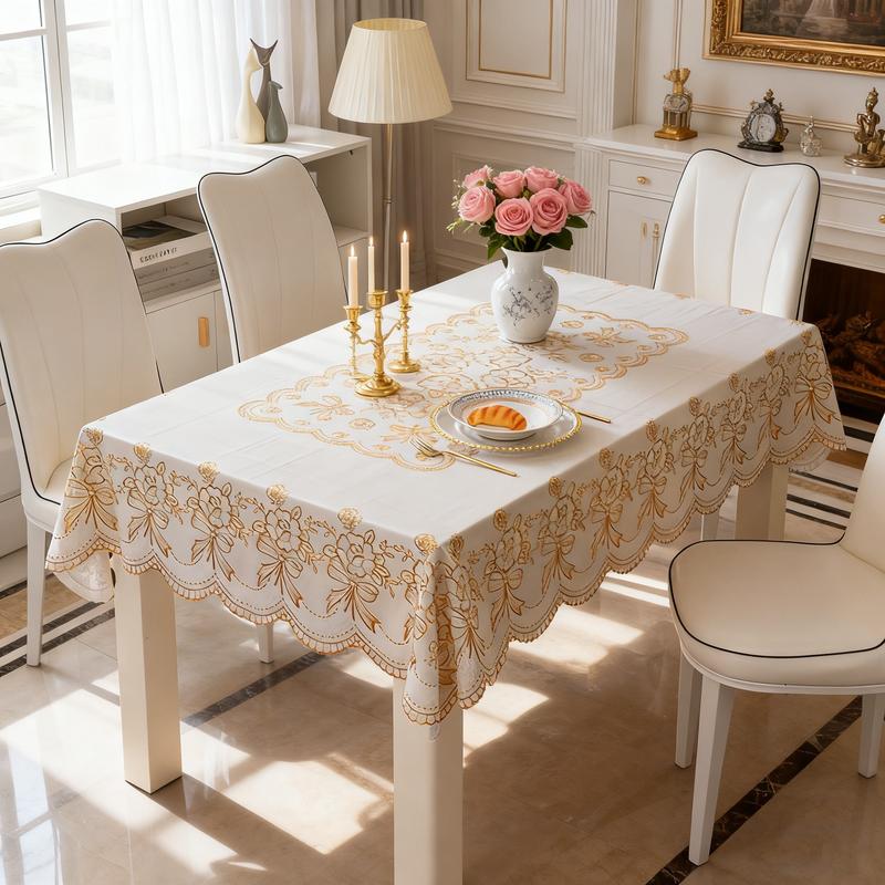 PVC Foil Tablecloth, Waterproof Oil Resistant, Easy to Clean for Kitchen and Dining Use, Ideal for Family Gatherings, Rectangle Tablecloth