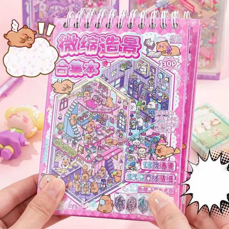 Creative Scene Sticker Book, 30 Pieces/set 3D Stickers, DIY Decoration Sticker Book, Water Bottle DIY Stickers, Laptop, Phone Case