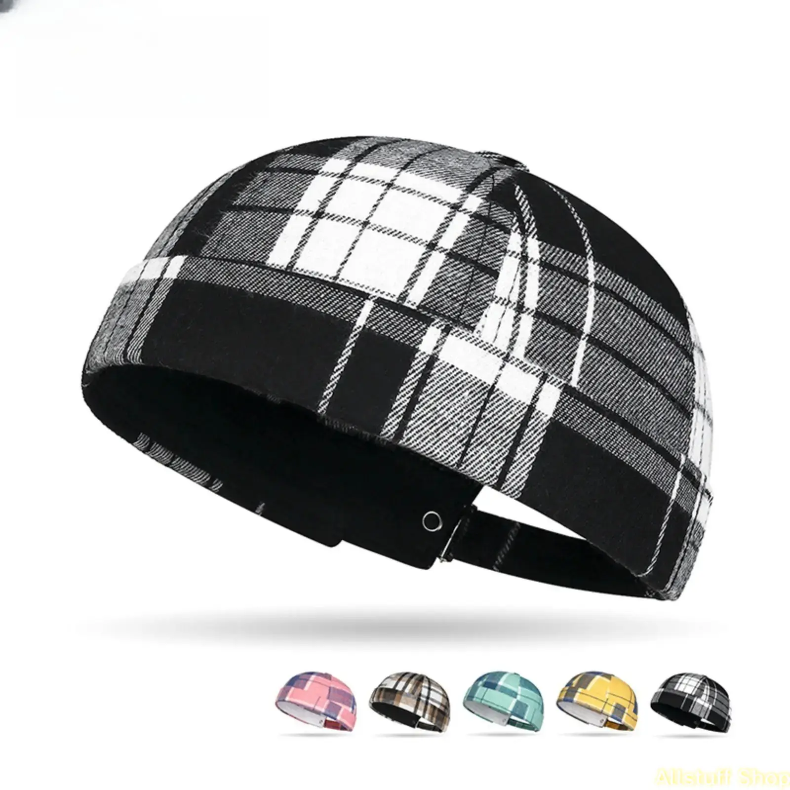 2026 New Plaid Skull Cap - Unisex Retro Brimless Dome Hat, Adjustable Distressed, Streetwear Style Sports & Outdoor Hat, Hats
