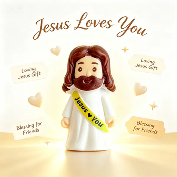 Mini Jesus Resin Figurine Jesus Loves You Color Sash Doll, Comes with Prayer Card & Gift Box, Inspirational Comfort Blessing Religious Gift for Friends, Christian Encouragement Pocket Ornament Souvenir,best,bachelorette,gifts,birthday,clear