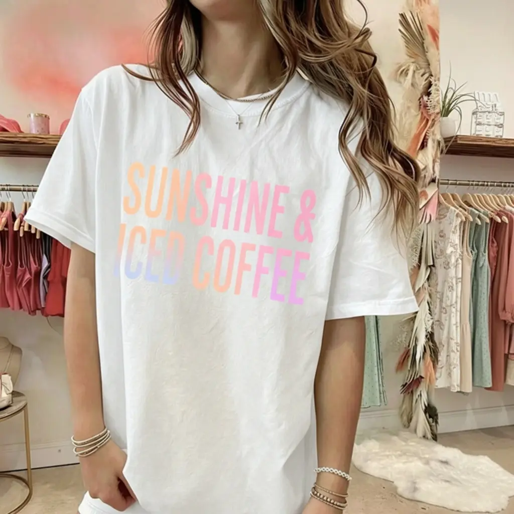 Women's Oversized Soft Cotton T-shirt with Pastel Gradient Cloud Print, Breathable Cool Casual Streetwear Top for Vacation, Lady, Breathable Cool Women's T-Shirts