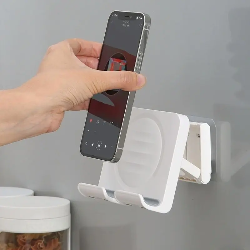A retractable wall bracket with adjustable angle, suitable for installation without drilling, and compatible with various wall surfaces in kitchens, living rooms, and bedrooms