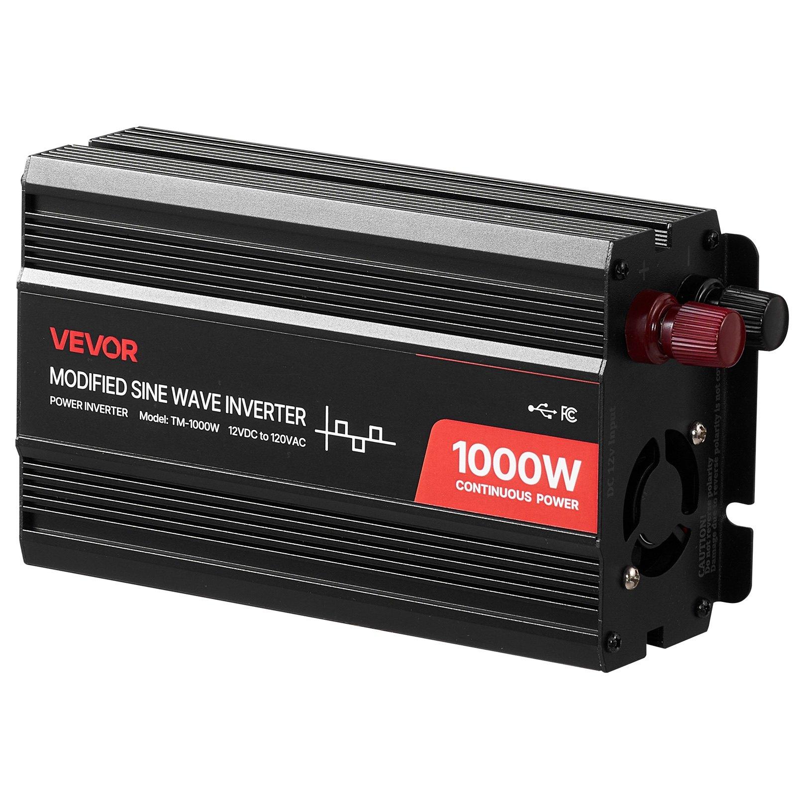 VEVOR 1000W Power Inverter, 12V DC to 120V AC Modified Sine Wave Inverter, Car Charger Converter with USB & Type-C Port, 2 AC Outlets, LED Indicator Light, Ideal for RV, Truck Outdoor Camping VEVOR 1000W Power Inverter, 12V DC to 120V AC Modified Sine Wave Inverter, Car Charger Converter with USB & Type-C Port, 2 AC Outlets, LED Indicator Light, Ideal for RV, Truck Outdoor Camping