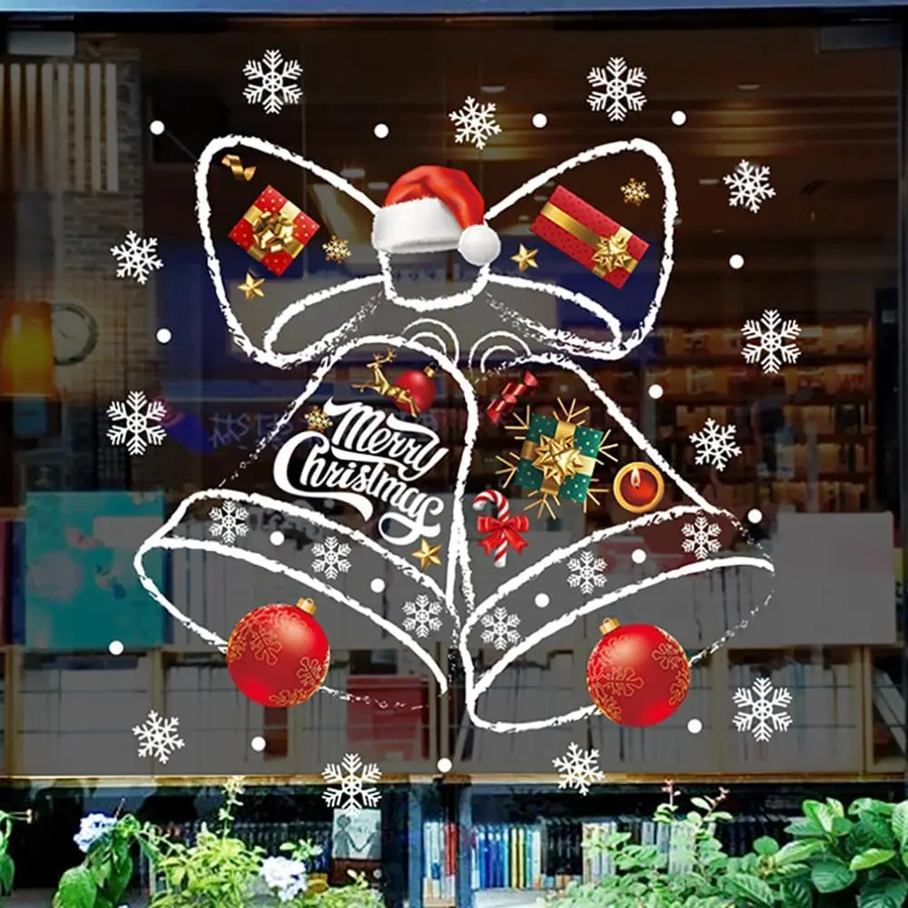 Snowflake Window Stickers Double-Sided Printed PVC Stickers for Christmas Window Decorations Holiday Decor Window ,45x60cm