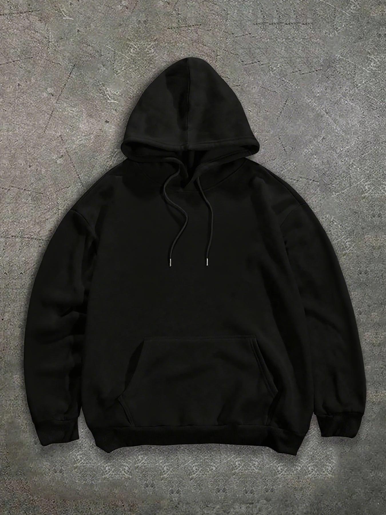 Men's Hooded Sweatshirt with Kangaroo Pocket and Drawstring Design Casual Loose Fit All - Season Wear Durable Fabric