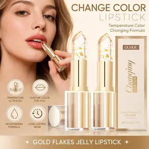 Gold Leaf Nourishing Lip Balm, Transparent Golden Temperature-Changing Lipstick, Infused with Carotene & Vitamin E, Provides Long-Lasting Lip Moisture, Fade-Resistant, Transfer & Cup Stain Proof