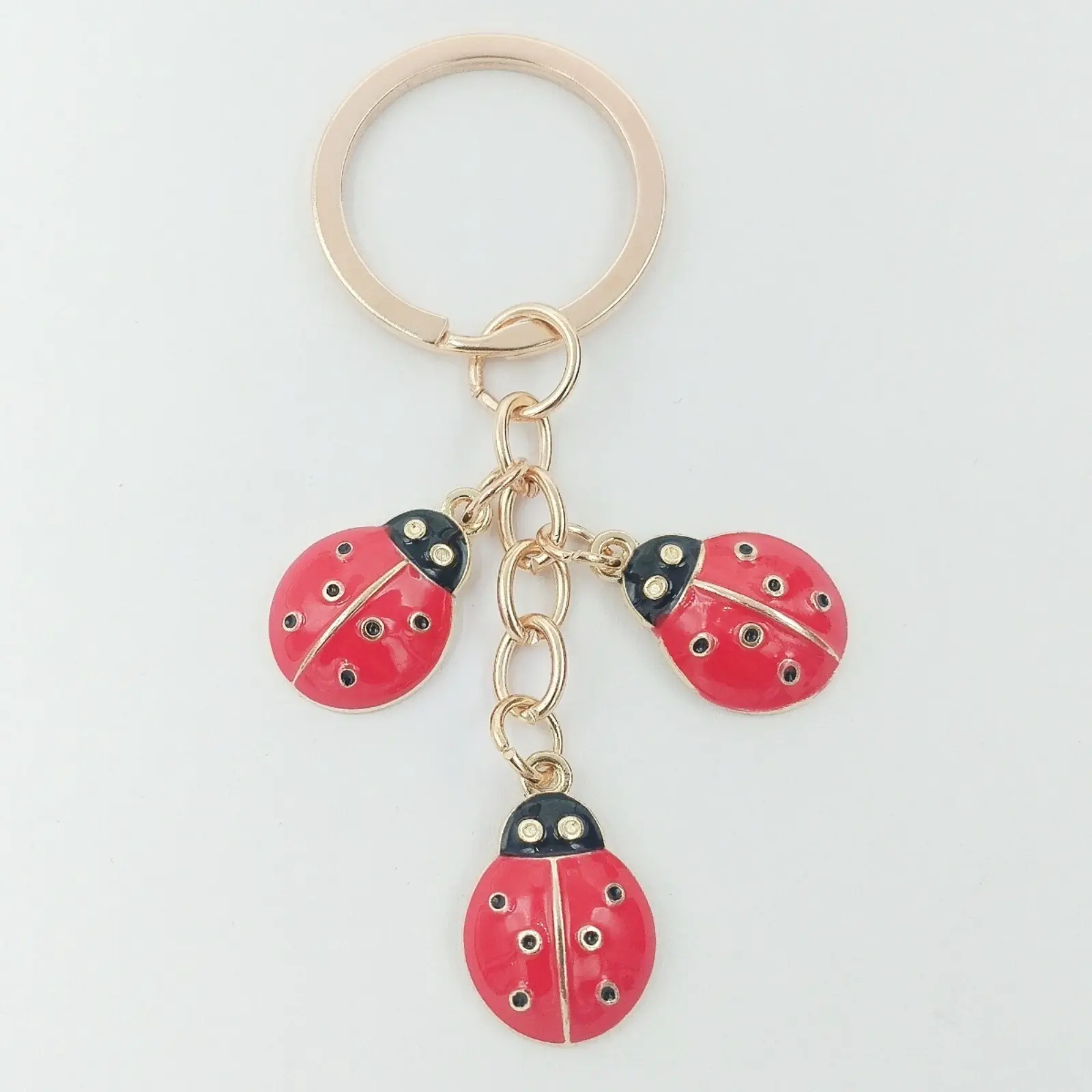 Heart Lobster Clasp Ladybug Charm Pendant, Red Enamel Ladybird Dangle Accessory, Mini Insect Decorative Clip Charm, DIY Ornament for Keychain Bag Purse Earbud Case Handmade Crafts