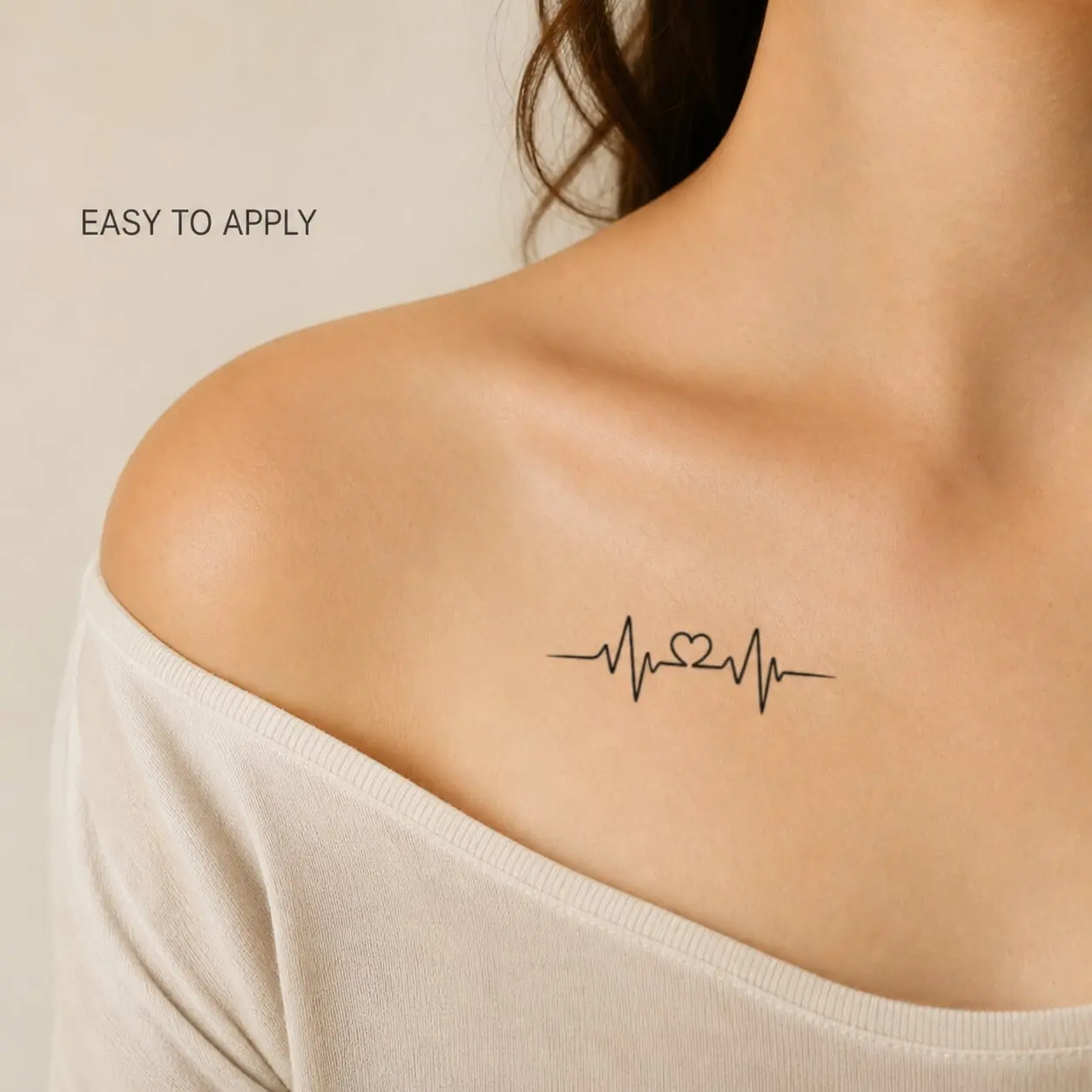 Pack of 4 Heartbeat Temporary Tattoo Sheets, Minimalist Heart EKG Line Tattoo Stickers for Women and Men, Small Black Body Art for Wrist Arm Ankle Collarbone