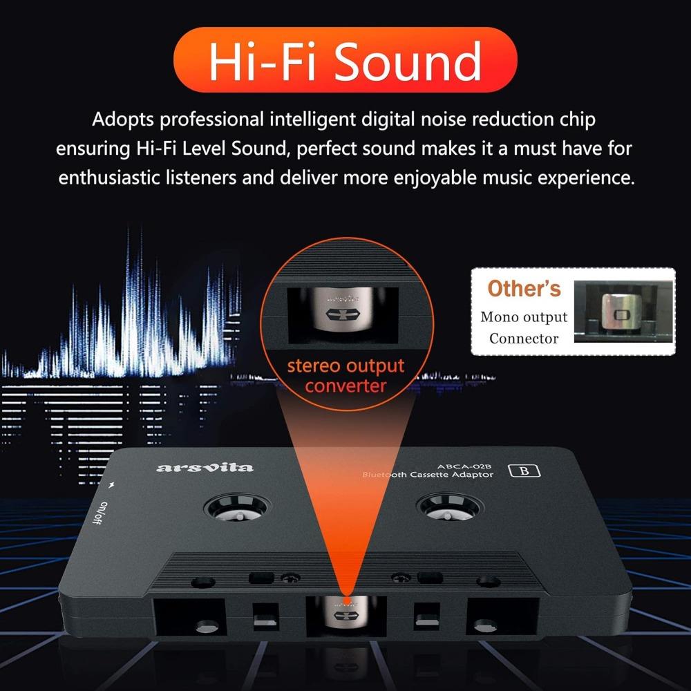 BASIC SUPPLY Car Audio Bluetooth Wireless Cassette Receiver, Tape Player Bluetooth 5.0 Cassette Aux Adapter, Black