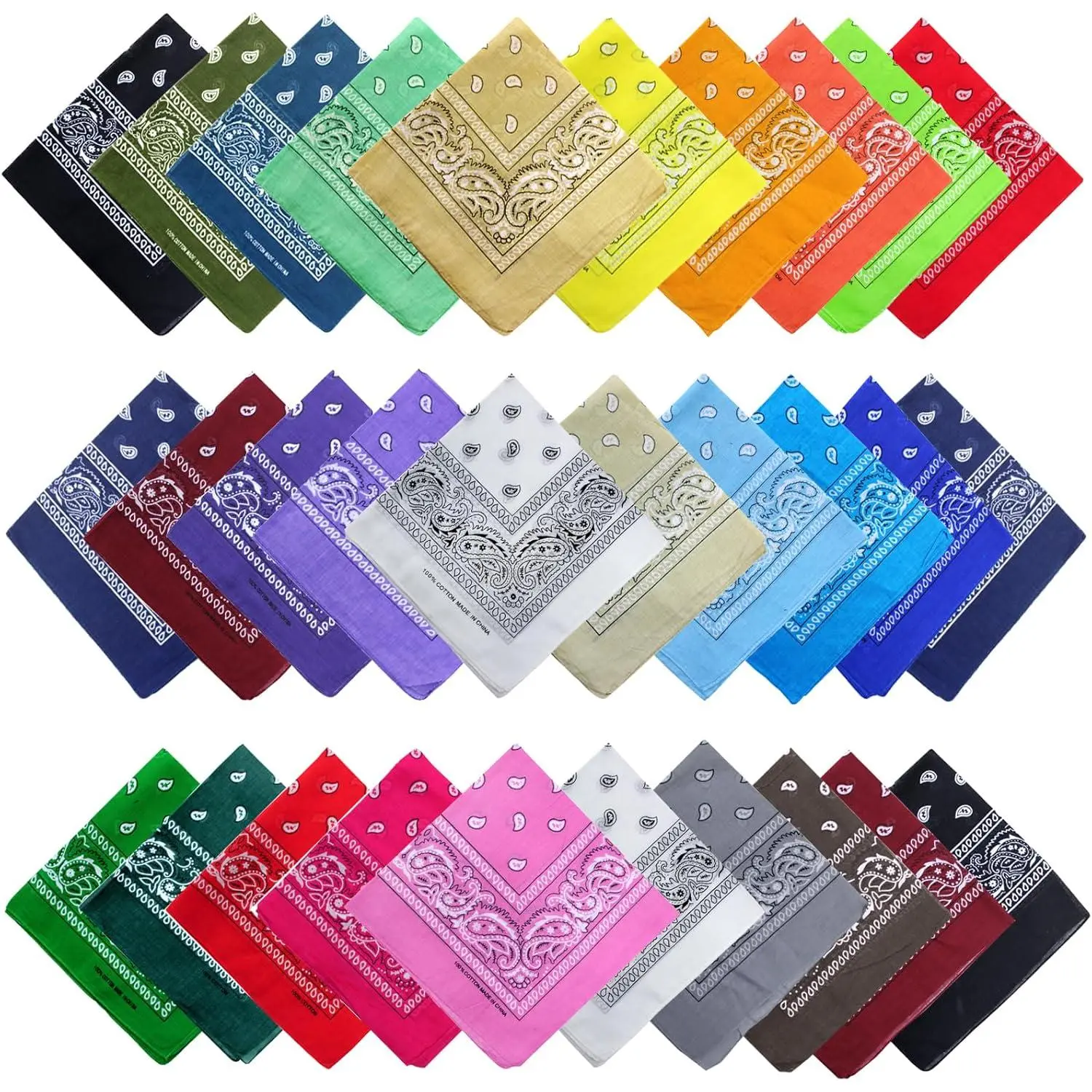 Unisex Paisley Bandanas Bulk (16-30 Pieces) - Multi-Purpose Head Scarves, Fashion Headscarf, Hairwraps, Multifunction Hair Kerchief, Bandana Head Wrap for Outdoor Sports Face Covers, Bulk Pack