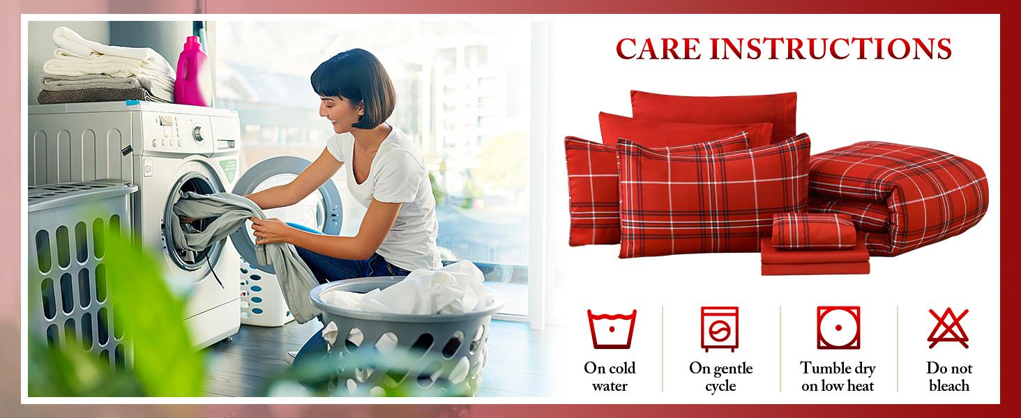 Christmas Comforter Set, 7 Pieces Bed in a Bag, Christmas Bedding Sets with Comforter, Flat Sheet, Fitted Sheet, 2 Embroidered Pillowcases, and 2 Printed Pillowcases, King