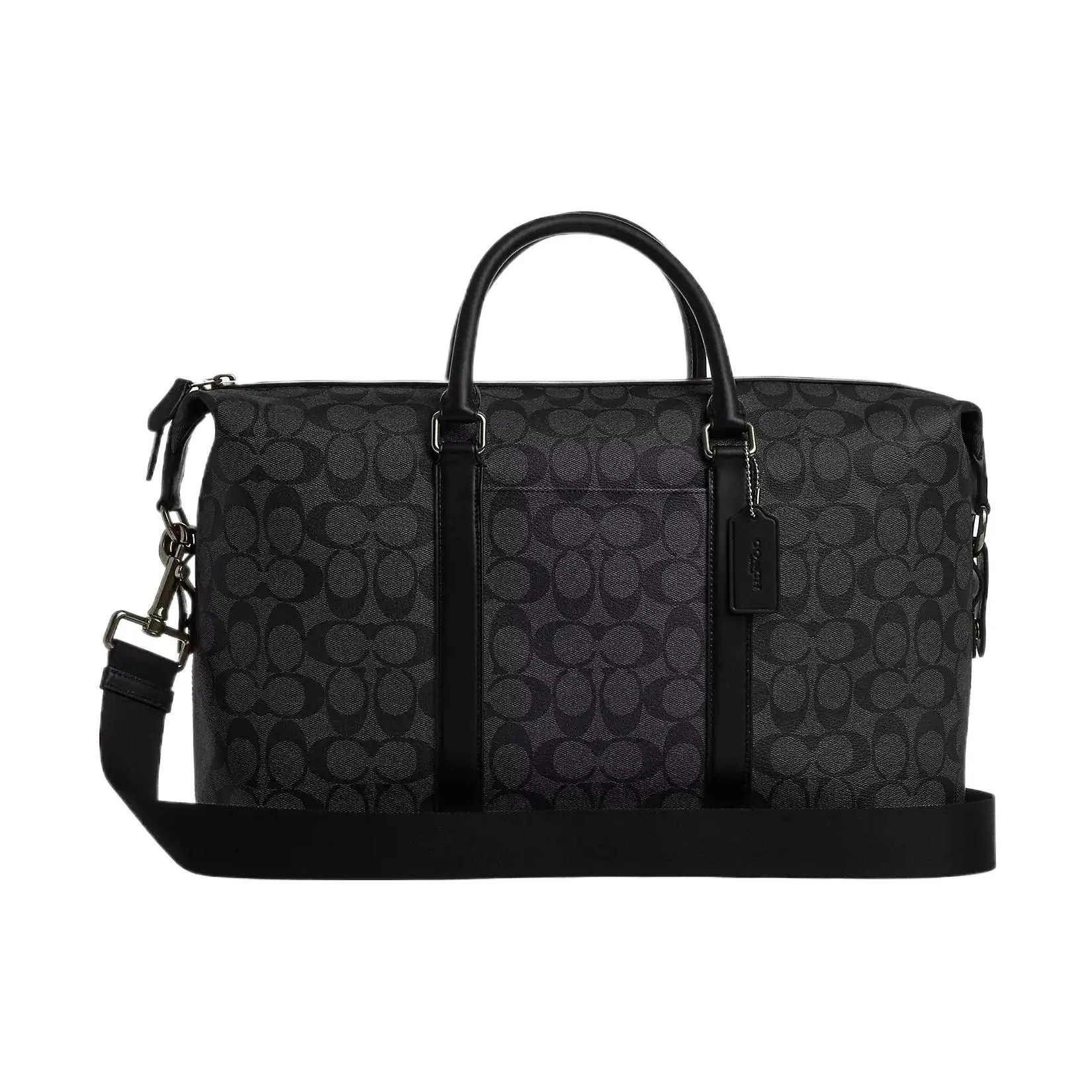 COACH Ellery Hold-All 42 Travel Tote Bag for Women – Classic Monogram Coated Canvas and Calfskin, Gold-Tone Hardware, Zip Closure
