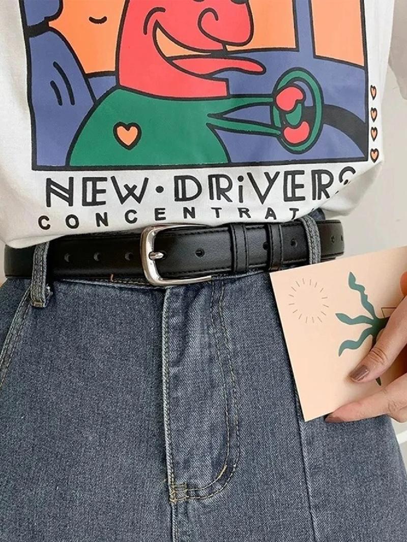Women's Solid Color PU Buckle Belt, Fashion Belt for Party, Daily Clothing Decor, Trendy All-match & Exquisite Belt for Birthday Gift