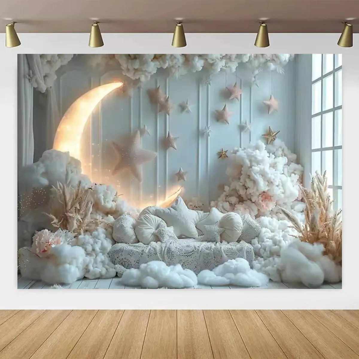 Star Cloud Backdrop Dream Sky Backdrop Tapestry Wall Hanging Photography Background Polyester Starry Night Party Birthday Baby Baptism Wedding Studio Event Indoor Outdoor Props