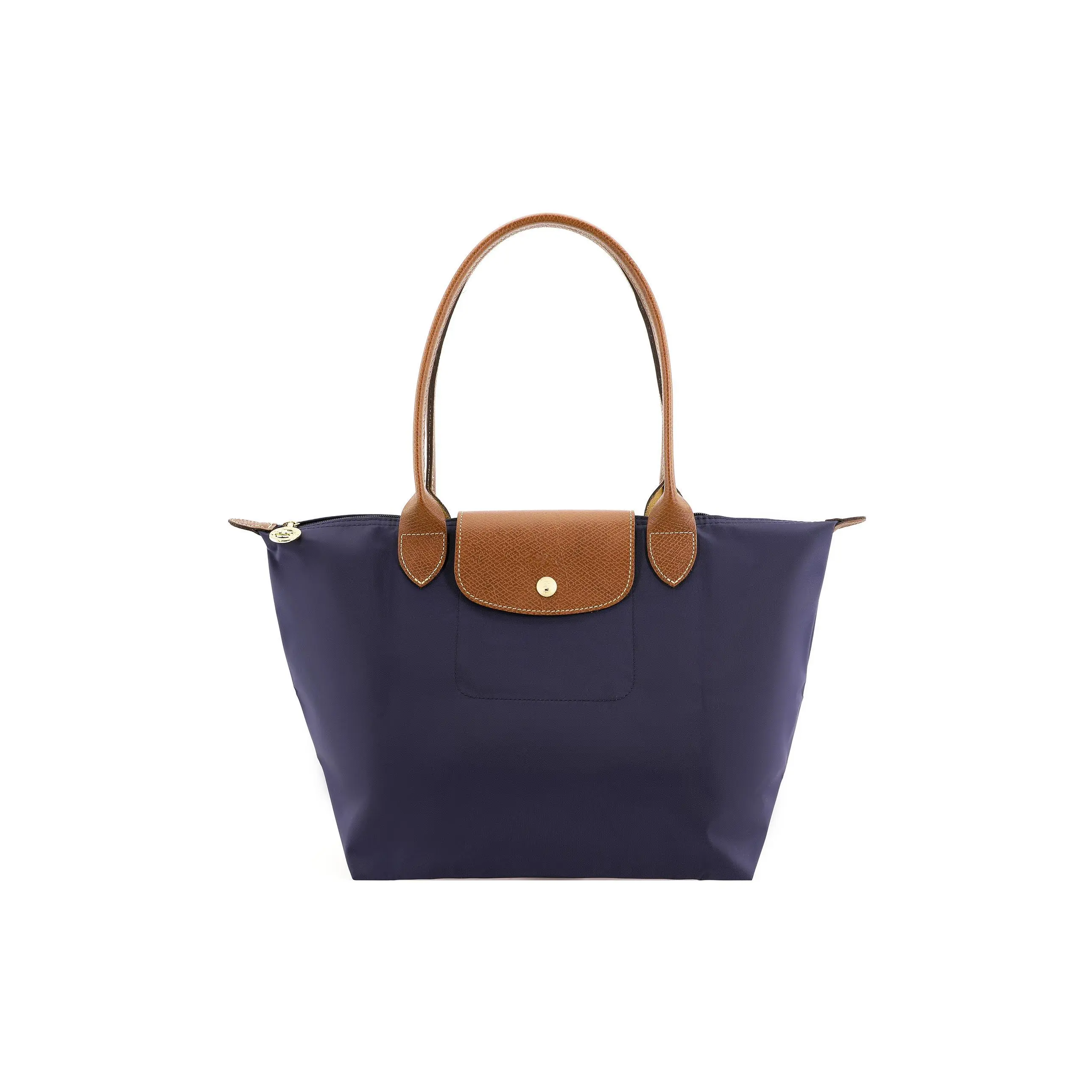 Longchamp Le Pliage 28 Tote Bag for Women, Foldable Canvas with Leather Trim, Gold-Tone Hardware, Navy Blue