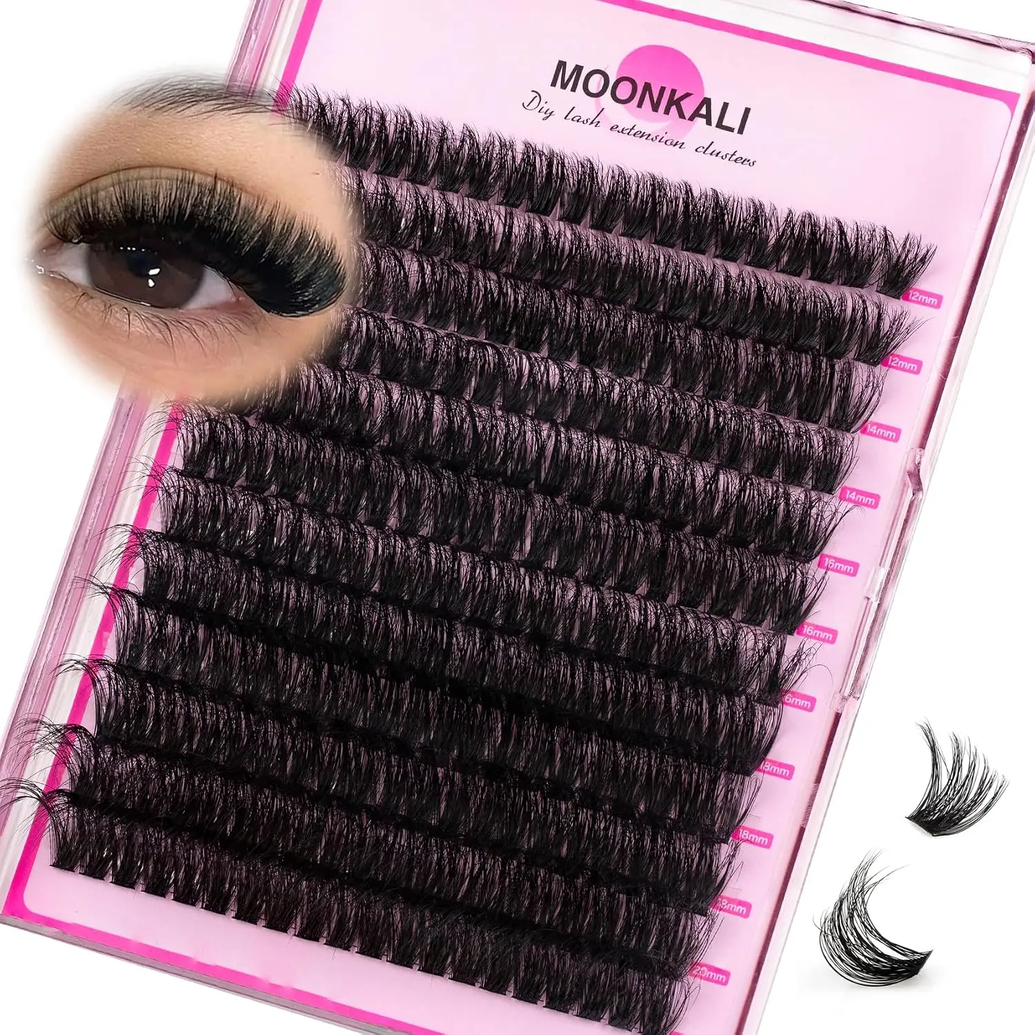 80D Eyelash Clusters D Curly 12-20MM Mix Length Cluster Eyelash Extensions Thick Volume Individual Lashes Clusters DIY Eye Lash Extension 3D Eyelashes Clusters Wispy
