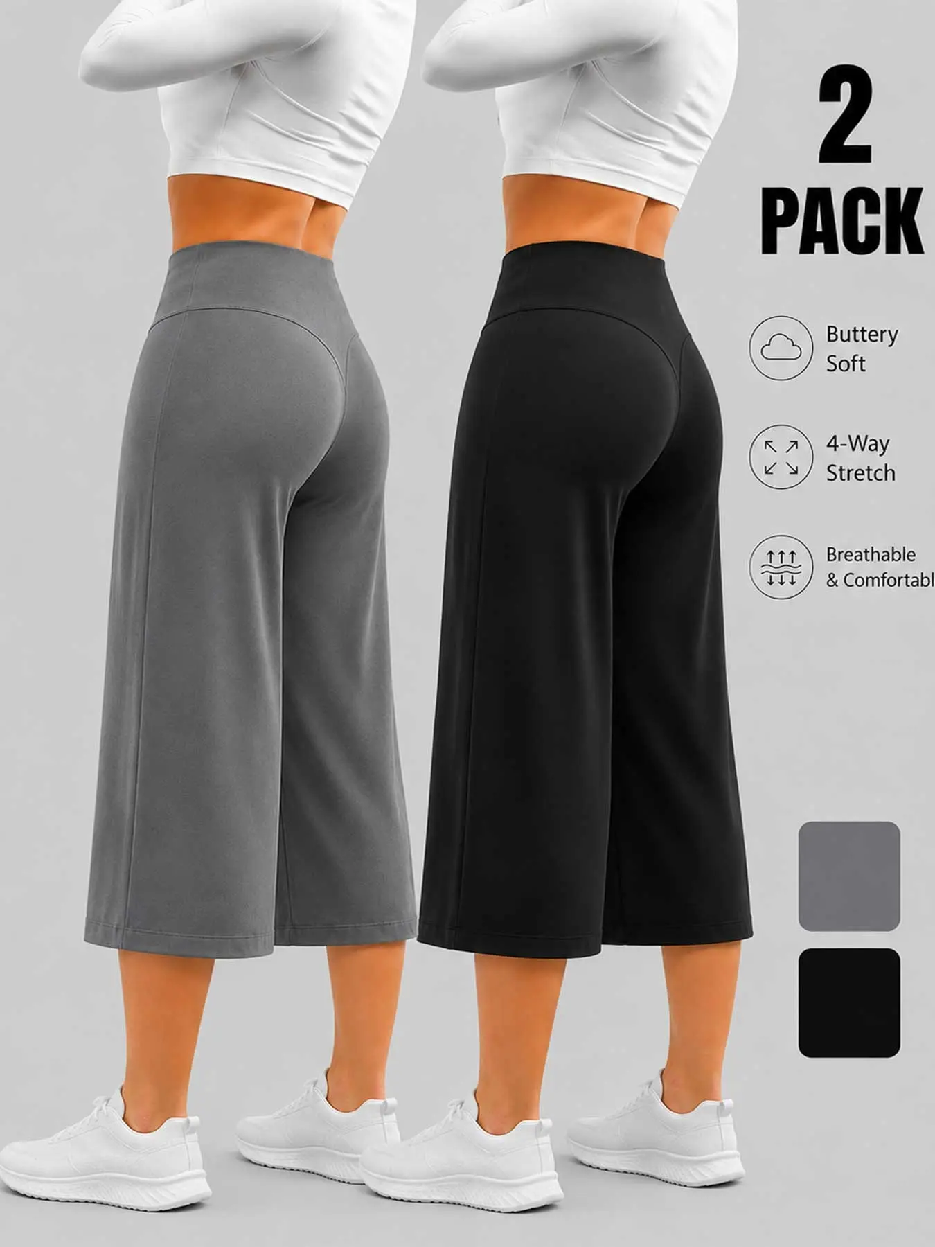 Women's Loose Fit Casual Capri Pants, High Waist Wide Leg Yoga Pants, Comfortable Seven-Eighths Pants for All Seasons