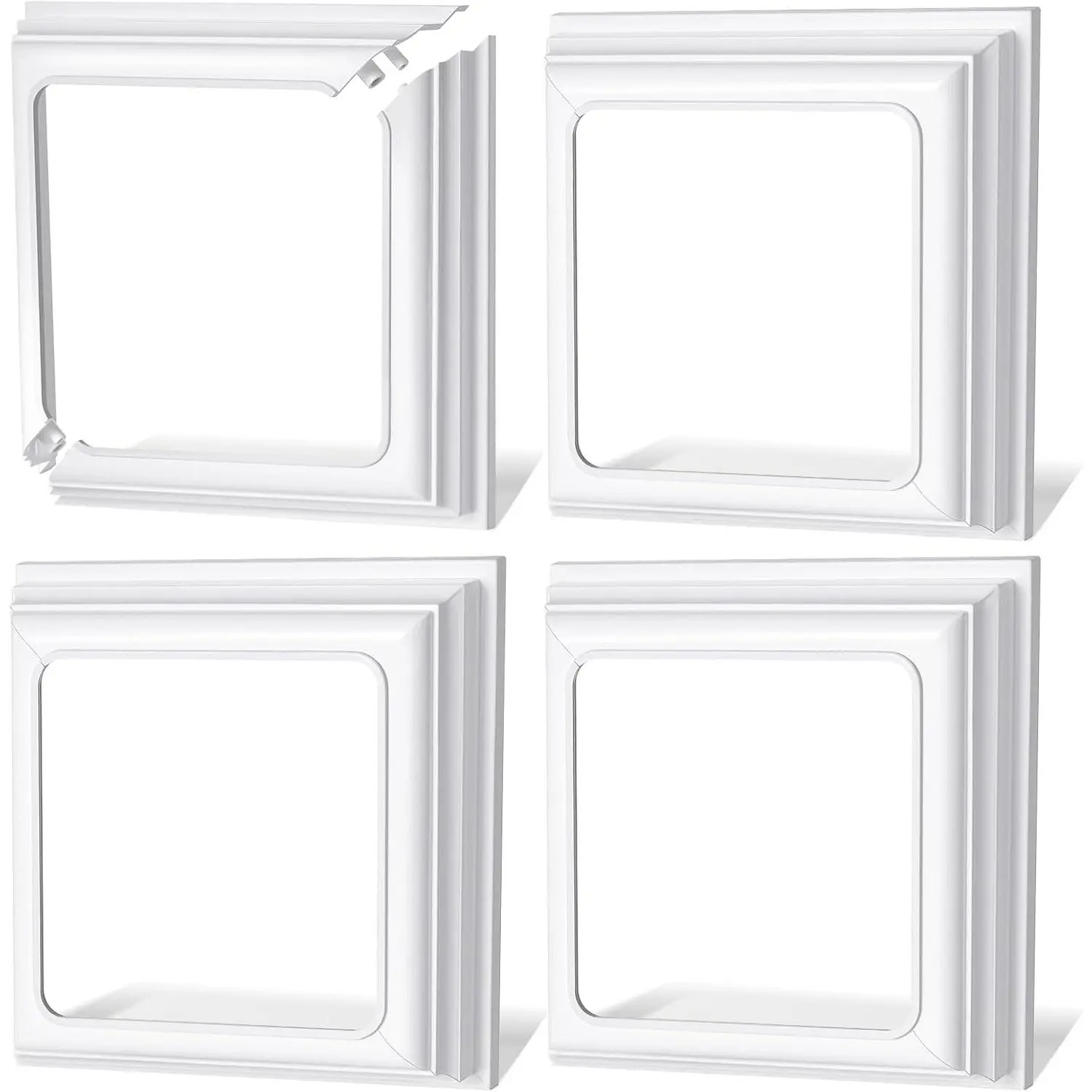 4 count True 4x4 Inches Vinyl  Skirt  Base Cover Column Wraps for Porch Deck Base Vinyl Sleeve White Trim for Hand and Stair Rails
